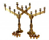 PAIR OF ADJUSTABLE BRASS CANDE