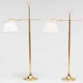 PAIR OF ADJUSTABLE BRASS FLOOR