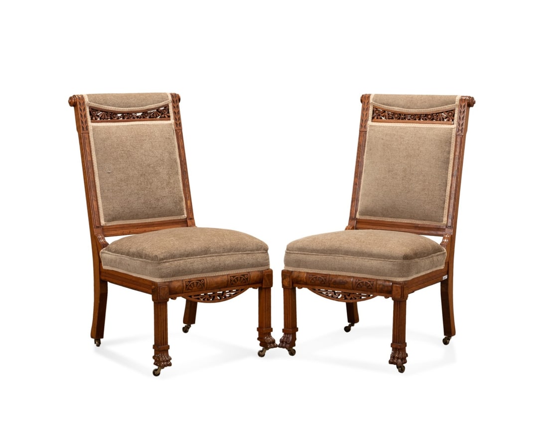 PAIR OF AESTHETIC MOVEMENT WALNUT