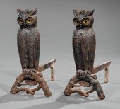 PAIR OF AESTHETIC OWL ANDIRONS