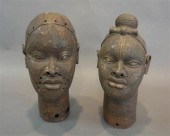 PAIR OF AFRICAN BRONZE BUSTS O