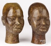 PAIR OF AFRICAN BRONZE HEADSPa