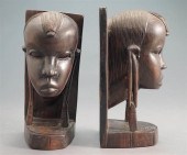 PAIR OF AFRICAN CARVED WOOD BU
