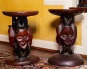 PAIR OF AFRICAN CARVED WOOD ST
