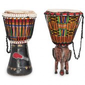 PAIR OF AFRICAN WOOD DRUMSDESC