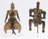 PAIR OF AFRICAN WOOD, SHELL AN