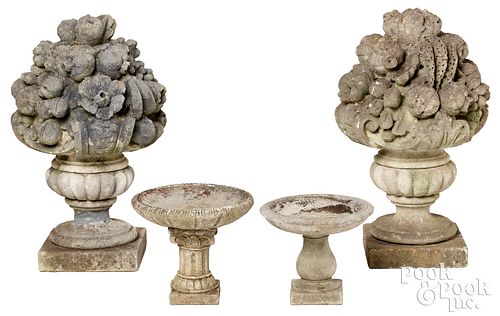 PAIR OF AGGREGATE FRUIT URN
