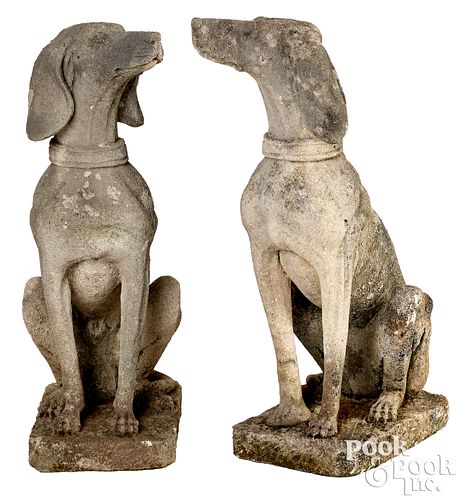 PAIR OF AGGREGATE GARDEN DOG