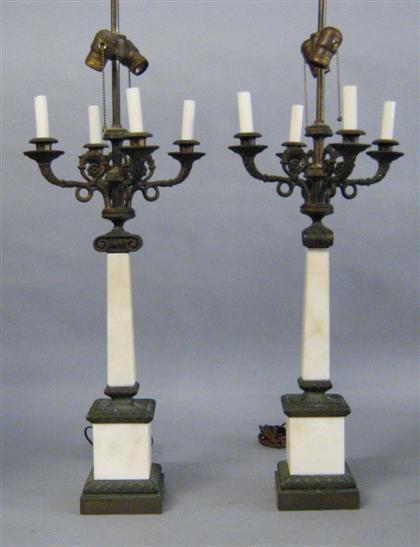 Pair of alabaster and bronze
