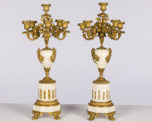 PAIR OF ALABASTER AND GILT MET