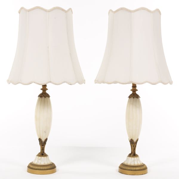 PAIR OF ALABASTER AND GILT METAL
