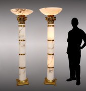 PAIR OF ALABASTER COLUMN FORM