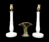 PAIR OF ALABASTER COLUMNAR LAM