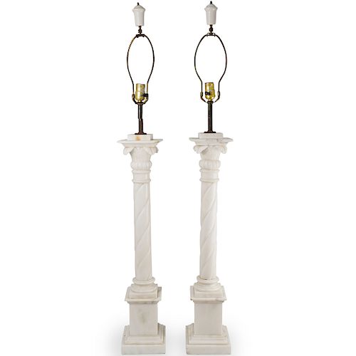 PAIR OF ALABASTER FLOOR