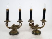 PAIR OF ALADDIN LAMPS ON MARBL