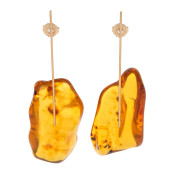 PAIR OF AMBER, 14K YELLOW GOLD