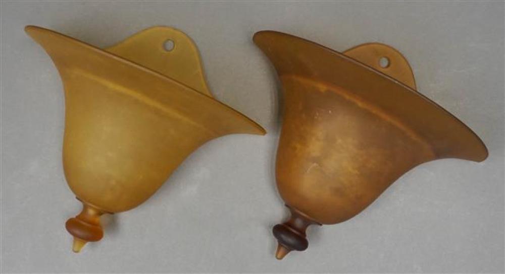 PAIR OF AMBER GLASS WALL