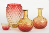 PAIR OF AMBERINA GLASS DECANTE