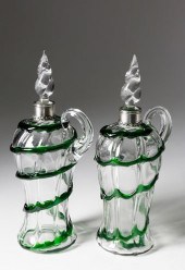 PAIR OF AMERICAN ART GLASS CRU