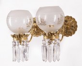 PAIR OF AMERICAN BRASS AND CUT