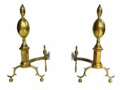 PAIR OF AMERICAN BRASS ANDIRON