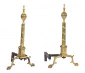 PAIR OF AMERICAN BRASS ANDIRON