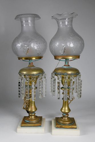 PAIR OF AMERICAN BRASS ARGAND