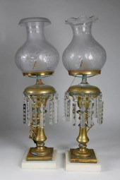 PAIR OF AMERICAN BRASS ARGAND