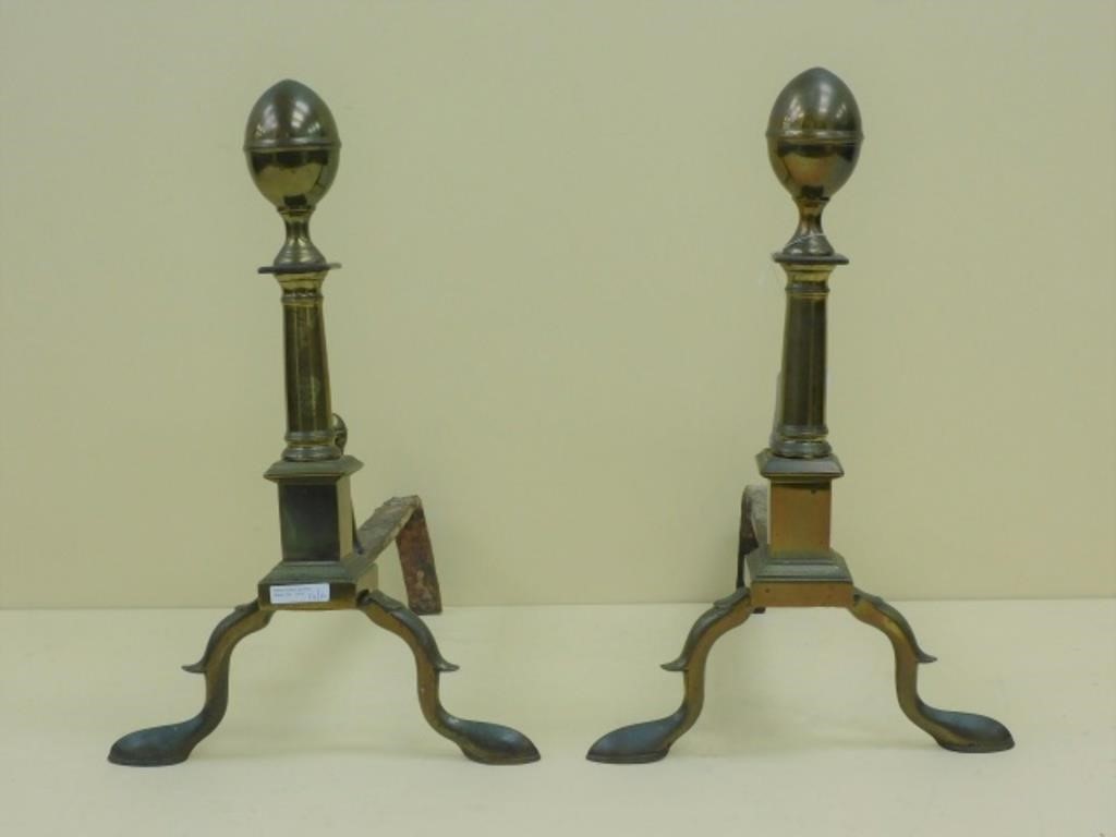 PAIR OF AMERICAN BRASS LEMON TOP