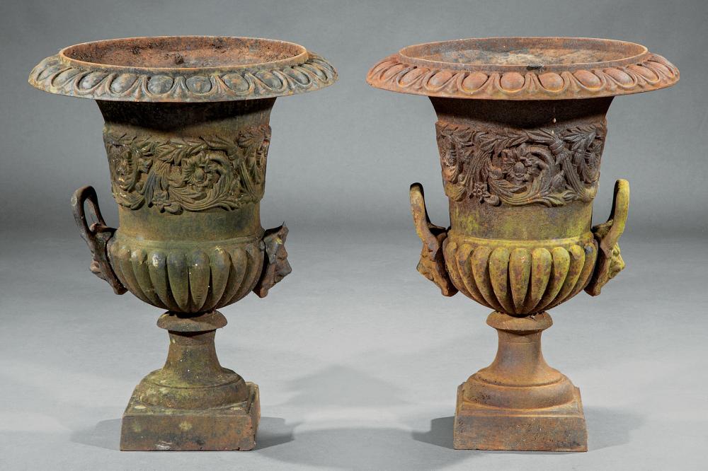 PAIR OF AMERICAN CAST IRON URNSPair