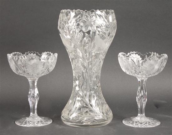 Pair of American cut glass compotes