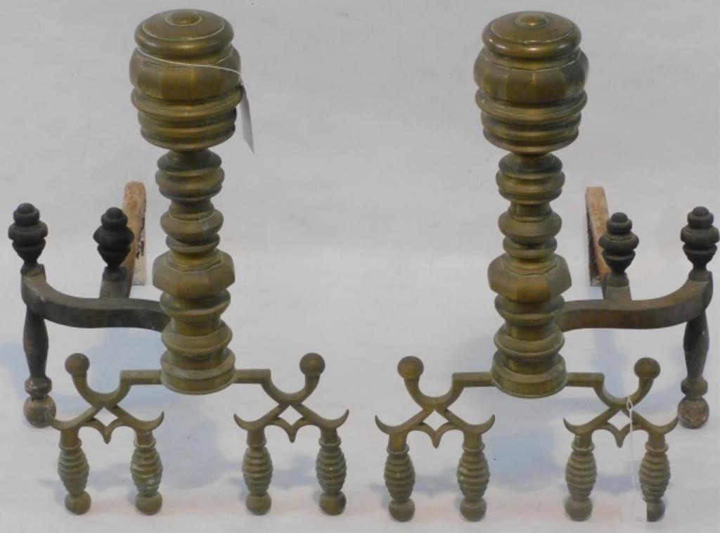 PAIR OF AMERICAN HIGH STYLE BRASS
