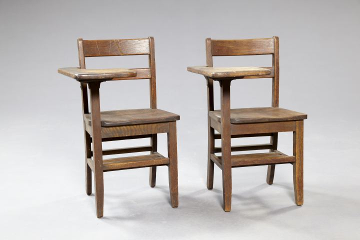 Pair of American Oak School House