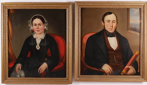 PAIR OF AMERICAN PORTRAIT OILS ON