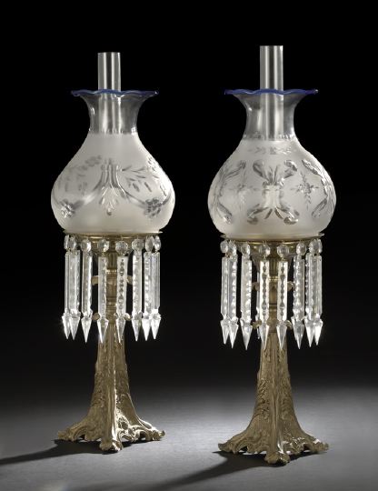 Pair of American Prism-Hung Brass