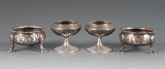 Pair of American repousse silver