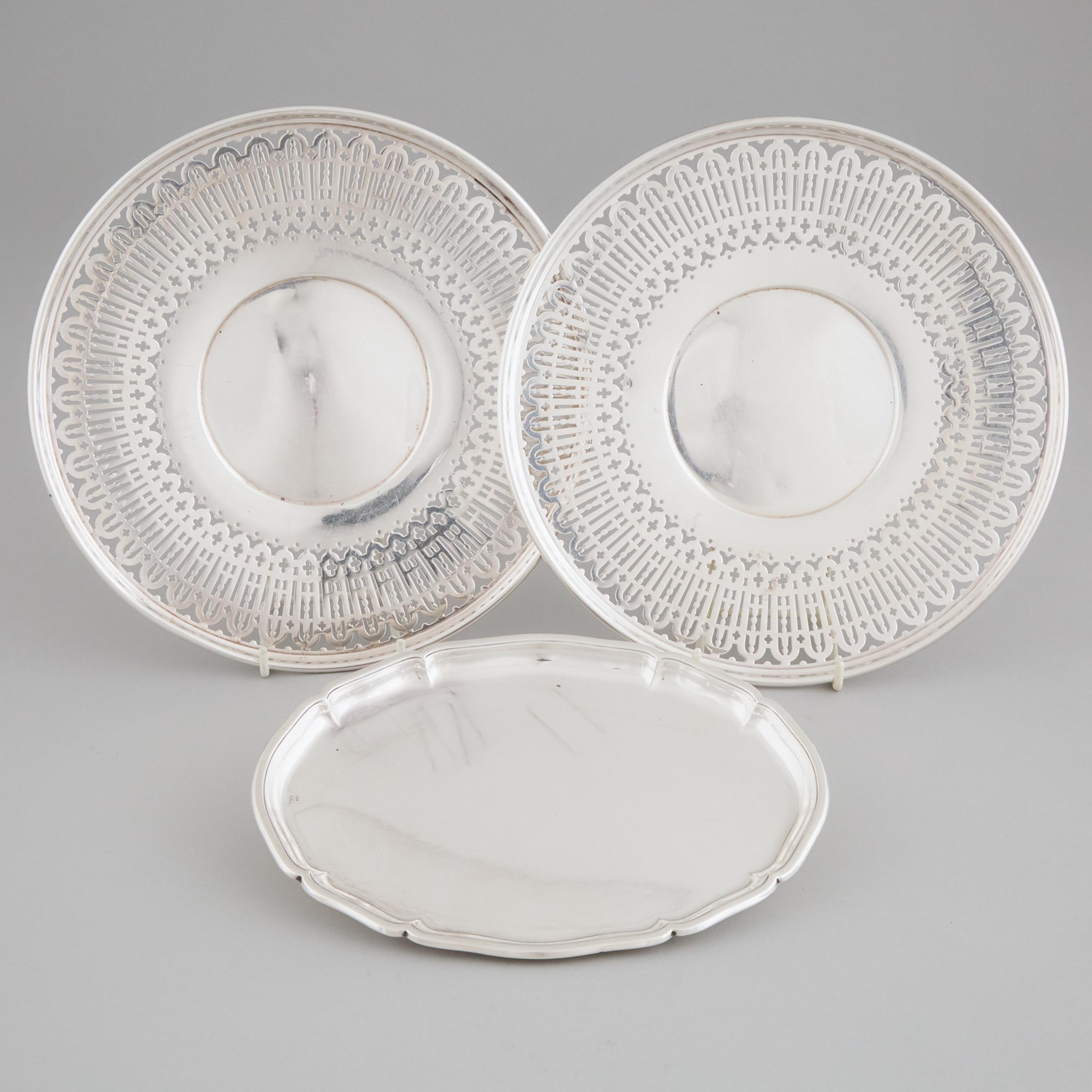 Pair of American Silver Cake Plates