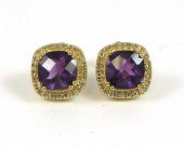 PAIR OF AMETHYST AND DIAMOND S