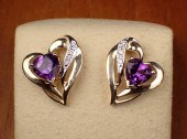 PAIR OF AMETHYST AND DIAMOND S