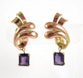 PAIR OF AMETHYST AND EIGHTEEN