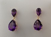 PAIR OF AMETHYST AND FOURTEEN