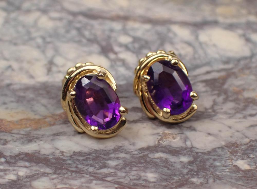 PAIR OF AMETHYST AND FOURTEEN KARAT