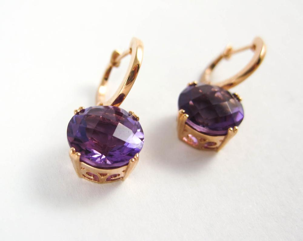 PAIR OF AMETHYST AND ROSE GOLD