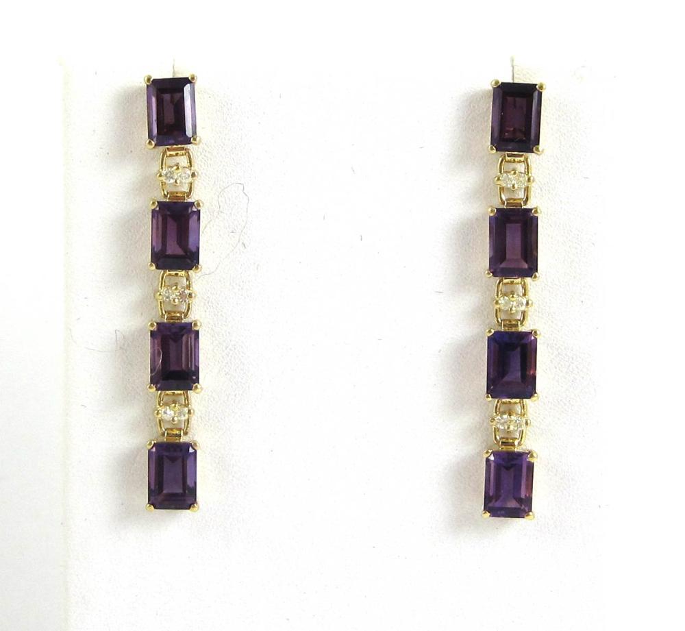 PAIR OF AMETHYST DIAMOND AND