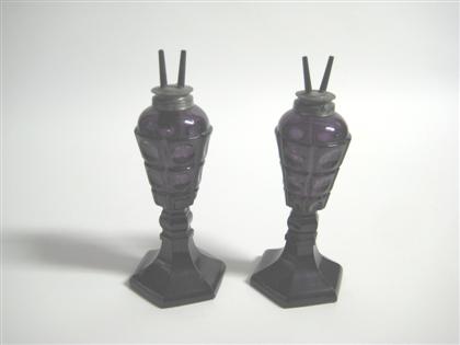 Pair of amethyst pressed glass