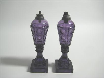 Pair of amethyst pressed glass