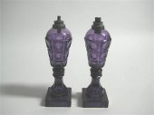 Pair of amethyst pressed glass