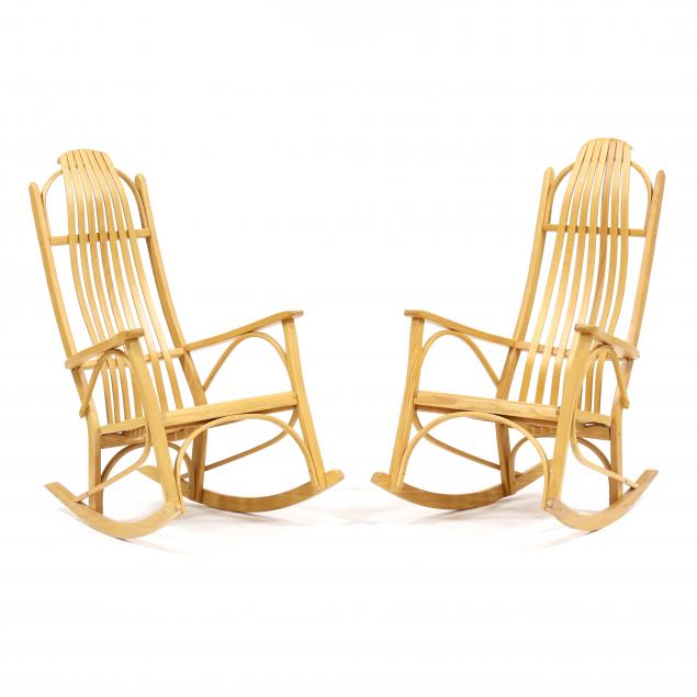PAIR OF AMISH-MADE OAK ROCKING