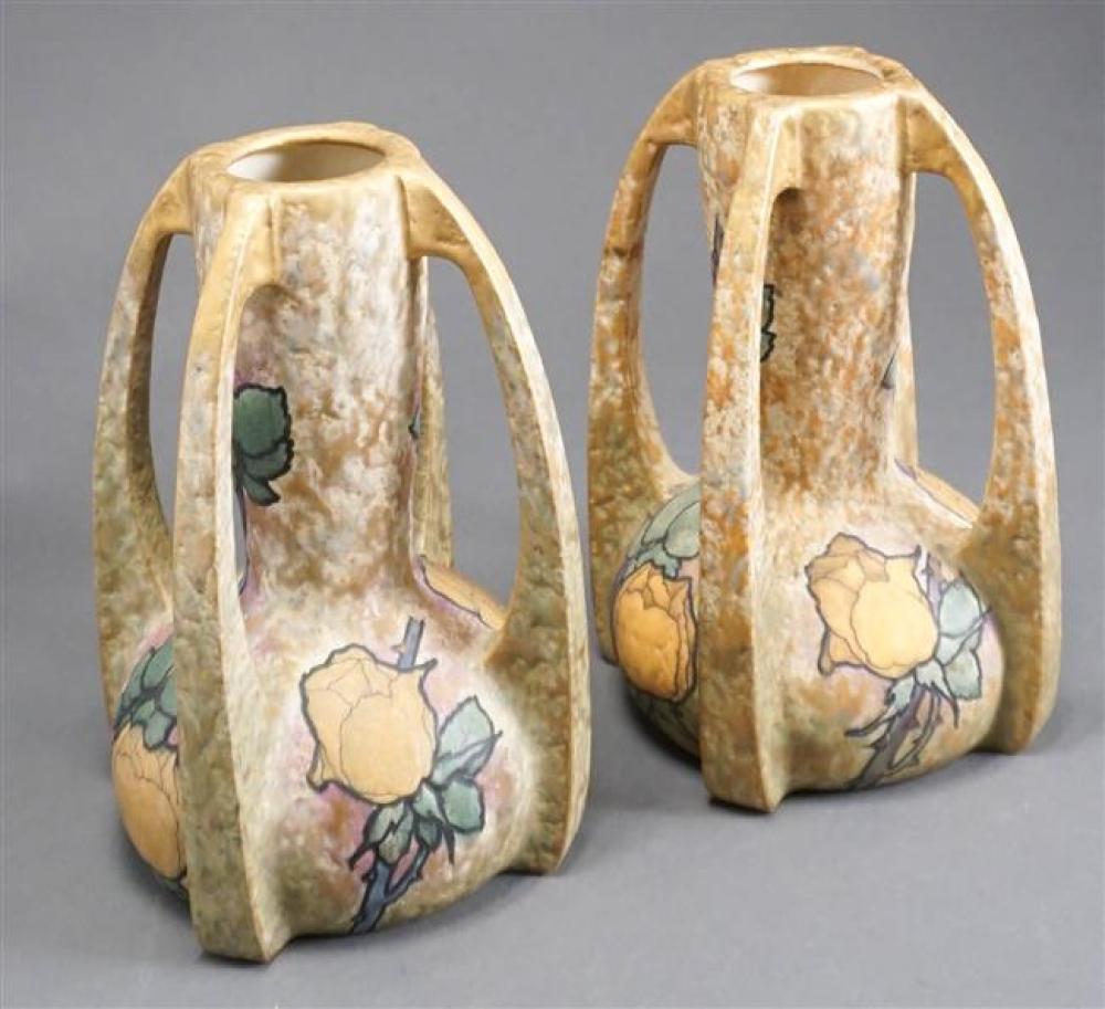 PAIR OF AMPHORA POTTERY FOUR HANDLE
