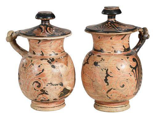 PAIR OF ANCIENT LIDDED APULIAN